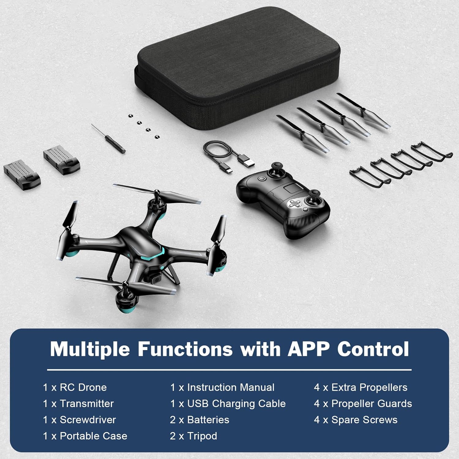 Drone with 1080P Camera for Beginners, Remote Control Quadcopter with Gestures Selfie, Altitude Hold, One Key Start, 3D Flips, 2 Batteries, Toy for Beginners, Black